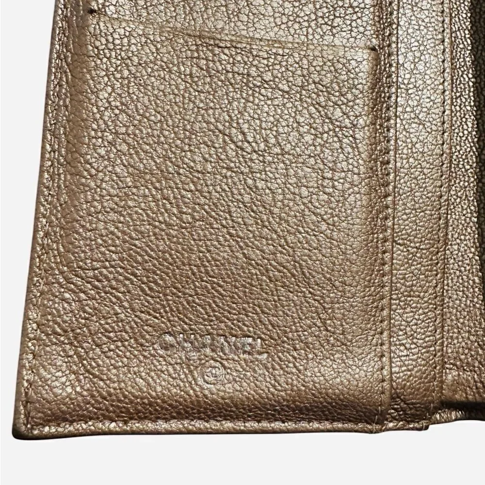 Chanel Metallic Gray Quilted Wallet
